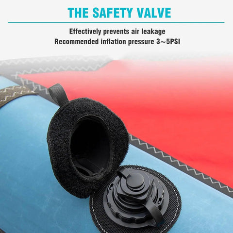Safety valve of 4.2 Sq M Inflatable Surfing Wing for Windsurf Foil Sailing, showcases Oxford cloth and PVC build