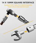 Pro Grade Interchangeable Torque Wrench Set With 14mm x 18mm Open End, 1/2 Inch Ratchet Head, chrome vanadium kit, connectors displayed
