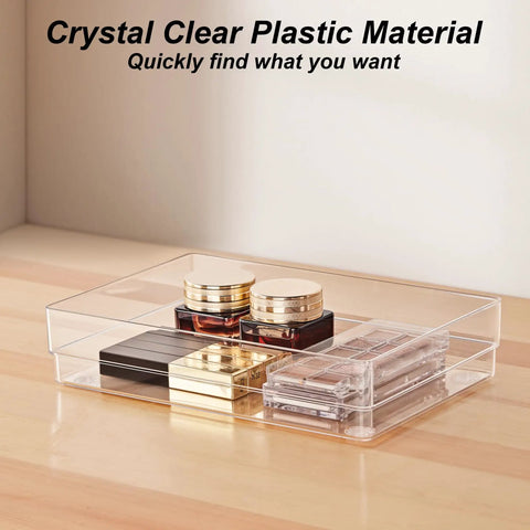 Seven Piece Drawer Organizer Set With Four Adjustable Bins For Desk And Vanity Storage Solution That Straight Up Declutters Your Entire Space Like A Champ