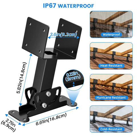Heavy Duty Roof Riser Brackets Kit 3 Pcs 4x4 To 4x6 Lumber Built To Last With Adjustable 0 To 180 Degree Pergola Brackets Black Powder Coated Fit For Patio Gazebos And Outdoor Pergolas