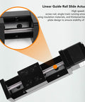 CNC Linear Slide Motion Stage With 200mm Stroke And 28 Stepper Motor Driven XYZ Positioning Table For Router Engraving Automation And Precise DIY Machining, black alloy rail