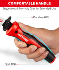 Close-up of ergonomic handle on 10-In-1 Hand Saw Kit With Quick-Release Blades, showing durable ABS and soft TPR materials.