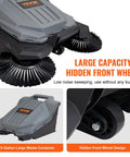 Walk-Behind Hand Push Floor Sweeper With A 25.6 Inch Sweep Width, Manual Non Electric Cleaning Machine; large capacity waste container