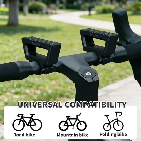 Black Bike Handlebar Stabilizer Stand With Quick Release Clip On For 29 To 34 Millimeters Grips Inverted Parking And Maintenance Tool For MTB And E Bike Tool Free Clip On Stable And Safe Upside Down Parking And Repairs on handlebars outdoors