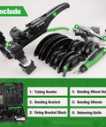 Tubing Bender Kit 1/4 In To 7/8 In Ratchet Copper Pipe Bender Tool Set With 7 Dies for HVAC use, components displayed and labeled
