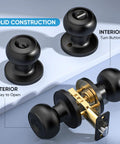 Matte Black Round Door Knob Set With Deadbolt For Indoor Doors, 5 Pack, Keyed Entry And Keyed Alike, Ball Style Display