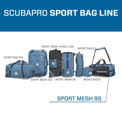 Sport 95 Mesh Dive Bag With Double Duffel Straps And Adjustable Shoulder Strap For Scuba Gear Denim Blue in bag lineup