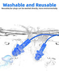 Noise Cancelling Ear Plugs 27dB NRR, Corded And Reusable, shown underwater to highlight washability and environmental benefits.