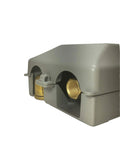 Gray PVC Gas Plug With One Half Inch NPT Inlet And Three Eighth Inch Quick Disconnect Outlet For Outdoor Use CSA Approved Weatherproof
