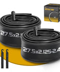 Two Pack 27.5 Inch Bike Tube With 32mm Schrader Valve For 27.5 X 2.125 To 2.40 Tire Sizes, Durable Butyl Inner Tube With Two Tire Levers