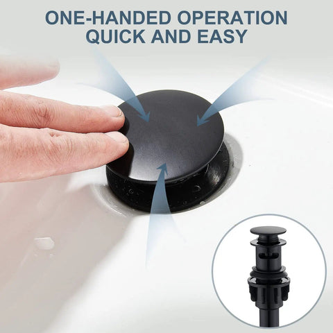 Matte Black Bathroom Faucet With One Hole And Deck Plate, Dope Single-Handle Vanity Tap, pop-up drain detail with hand operation
