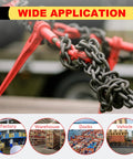 Heavy Duty Chain Binder Grade 70 Ratchet Load Binder For Five Sixteenths To Three Eighths Inch Chains with red handle in use