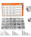 Massive 1280Pcs Stainless Steel Hex Socket Cap Screws Set With M2 M3 M4 M5 Bolts Nuts And Washers In Classified Storage Box Anti Rust Corrosion Resistant Fasteners For Home Garage Auto DIY Projects, 304 stainless steel kit