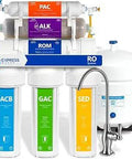 Under Sink 10 Stage Reverse Osmosis Filtration System With Alkaline Filter, 50 GPD, NSF Certified, BPA Free, Deluxe Chrome Faucet