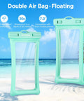 Floatable Waterproof Phone Pouch 2 Pack For Up To 7.0 Inch Devices IPX8 Seal With Easy Snap Lock Keeps Your Phone Safe From Water Snow Dirt