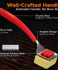 Safe No Wire Grill Brush With Scraper For Outdoor Grill Cleaning Steam Safe Cleaner Replaceable Head Works On Cast Iron Stainless Steel Porcelain And Ceramic Grates Red with well-crafted handle and extended design.