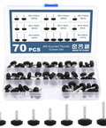 70 Piece M4 Thumb Screws Set With Knurled Grip Knobs And Mounting Screws 7 Sizes From M4x10mm To M4x25mm In Durable Storage Box