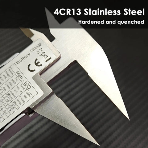 Digital Caliper With Small Point Jaw Stainless Steel Construction For Tiny Grooves And Tight Slots close-up view showing material.