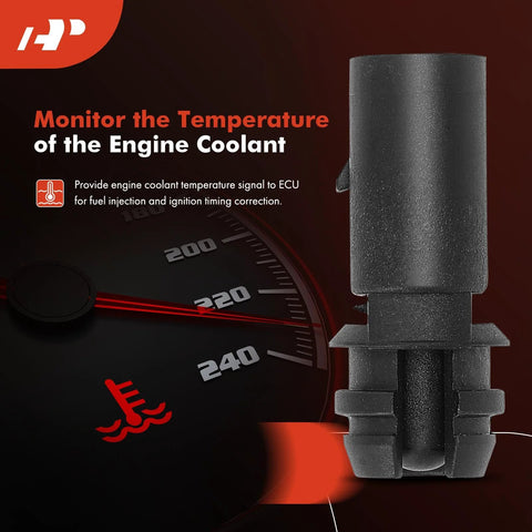 A-Premium 2-pin air temperature sensor, black automotive part (front view)
