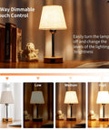 Touch Table Lamps Set Of 2 With USB A And C Ports And 2-Prong Outlet 3-Way Dimmable Bedside Nightstand Lamps In Linen Fabric Shade