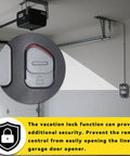 Replacement Deluxe Go To Wall Console Panel For Linear Garage Door Opener HAE00001 installed in garage with lock focus