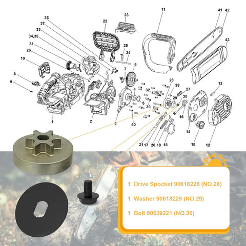 Dewalt Chainsaw Drive Sprocket Replacement For DCCS620B DCCS620P1 DCCS670B DCCS670X1 DCCS690B DCCS690H1 DCCS690M1 schematic diagram