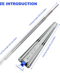 Beefy Built Tough Heavy Duty Drawer Slides Pair 72 Inch And 80 Inch Full Extension Ball Bearing Rails with size dimensions labeled