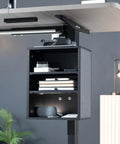 Clamp-On Under Desk Shelving Unit For Office Supplies, Gaming Devices, And More under a desk with books and gadgets.