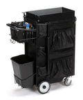 Heavy Duty Mobile Utility Cart Featuring Smooth Glide Casters And Knocked Out Durability For HVAC Trades Pursuing Zero Hassle Organization On Any Job Site, showcasing storage baskets and black finish.