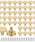 Gold Cabinet Knobs Bulk Pack 50 Pcs 1-1/6 Inch 30mm Drawer Pulls in a grid layout with screws included