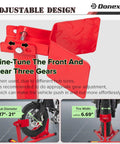 Heavy Duty Motorcycle Wheel Chock And Front Tire Stand For 17 To 21 Inch Rigs Adjustable 1500 Lb Capacity Red Steel Trailer Stand