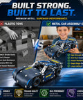 Comparison of Metal Racing Car Kit With 207 Pieces And Real Tools vs plastic toy, highlighting durability and performance benefits.