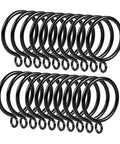 24 Pack Curtain Rings Clips Black Drapery Holders For Easy Hanging And Smooth Glide On Compatible Curtain Rods displayed