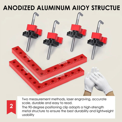 Two Pack 5.5 Inch 90 Degree Positioning Squares Right Angle Clamps For Woodworking Aluminum Alloy Corner Clamp Set