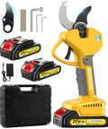 Cordless Brushless Electric Pruning Shears with 2.6 Inch Opening and Dual 2Ah Battery Pack, tool accessories shown