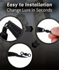 Ball Bearing Swivels With Split Rings And Quick Snap Fishing Clips For Faster Lure Changes, Durable High Strength Tackle Gear For Swapping Hooks, Lures, Or Spinner Blades close-up on lure clip