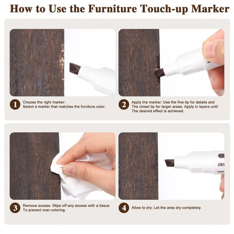 How to use dual tip furniture markers from the 13 Piece Furniture Repair Set for fixing scratches on wood.