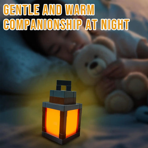 Child sleeping with Pixelated Lantern Night Light With 16 Color LED Mood Lights Remote Control Rechargeable Wall Mountable Table Lamp