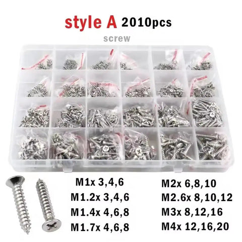 Durable Aluminum And Steel Pop Rivets Kit With Ten Sizes M1 M2 M3 M4 Cross Flat Head Self Tapping Fasteners, assorted in case