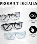 3 Pack Anti Fog Safety Glasses With Wraparound Side Shields Clear Lens Work Goggles Straight Up Trusted Eyewear For Nurses Lab Techs And Job Site Crews Snappy Protection. Three stylish eyewear pairs displayed with clear and patterned frames.