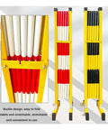 Tough As Nails Heavy Duty Expandable Scissor Safety Fence Gate With Stop Lock Wheels For Outdoor Construction Parking And Traffic Control 300 Cm Extra Long Barrier, folded view with red, white, and yellow color scheme.