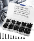 300 Piece High Strength M3 Black Button Head Hex Socket Screws And Nuts Kit For Industrial Use Heavy Duty 10.9 Grade Fasteners For Home Appliance Repair And Machinery Projects, organizer case