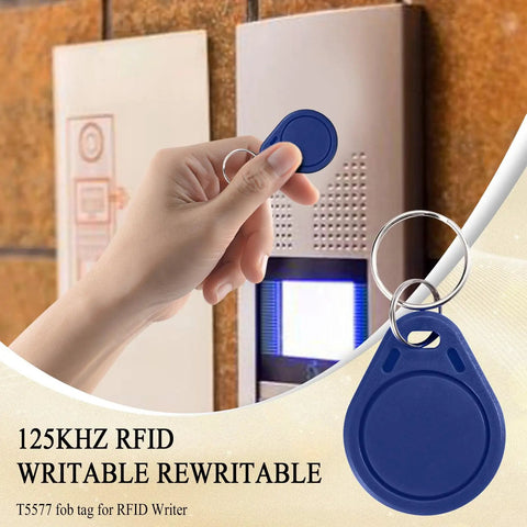 Person using a 10 Pack 125kHz Blank RFID Key Fob Proximity Token Rewritable T5577 at access control system