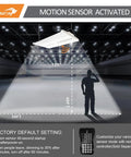 Top Shelf 2 Foot Led Linear High Bay Shop Lights With Smart Motion Sensor 155W Hella Bright 20925 Lumens 5000K Daylight hanging from ceiling with motion sensor diagram.