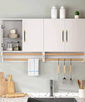 Matt Coffee Bronze Solid Brass Cabinet Handles 5 Pack 5 Inch Hole Centers Drawer Pulls installed on white kitchen cabinets