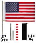 Boat Flag Pole Kit 12x18 Marine Grade Stainless Steel With Storage Bag Adjustable Flagpole Holder 50 Stars Embroidered American Flag