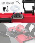 Pro Level Electric Tile Chamfer Machine With Straight 45 Degree Bevel Trim showing tools and water sprayer, designed for precision in porcelain installations.