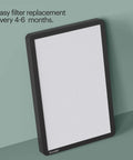 The Real Deal 5 Stage Air Purifier With On Demand Ion Tech And Pure Carbon Layers To Kick Out Dust Smoke And Allergens Inside Rooms Spanning 560 Square Feet filter replacement showing white filter in black frame.