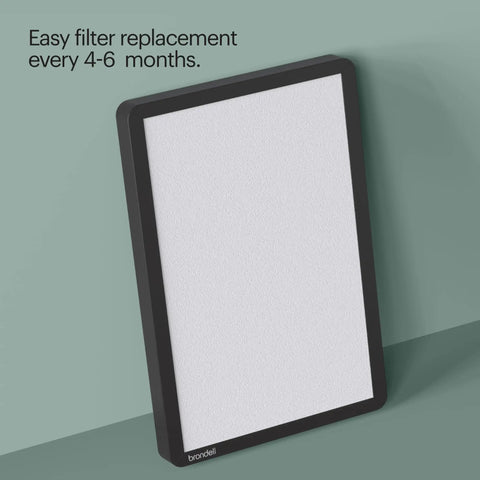 The Real Deal 5 Stage Air Purifier With On Demand Ion Tech And Pure Carbon Layers To Kick Out Dust Smoke And Allergens Inside Rooms Spanning 560 Square Feet filter replacement showing white filter in black frame.