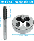M10 X 1.5 Metric Tap And Die Set For HSS Machine Threads, Right Hand Thread Tool Kit For Precise, Pro Grade Threading